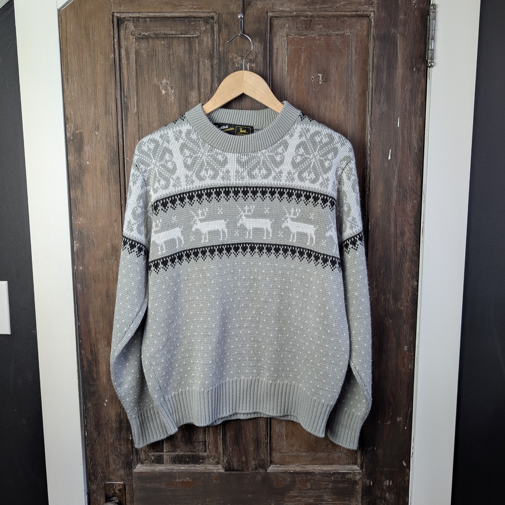 John Deere Nordic Reindeer Sweater Wool Blend Cabin Core Outdoorsy | Fits M/L